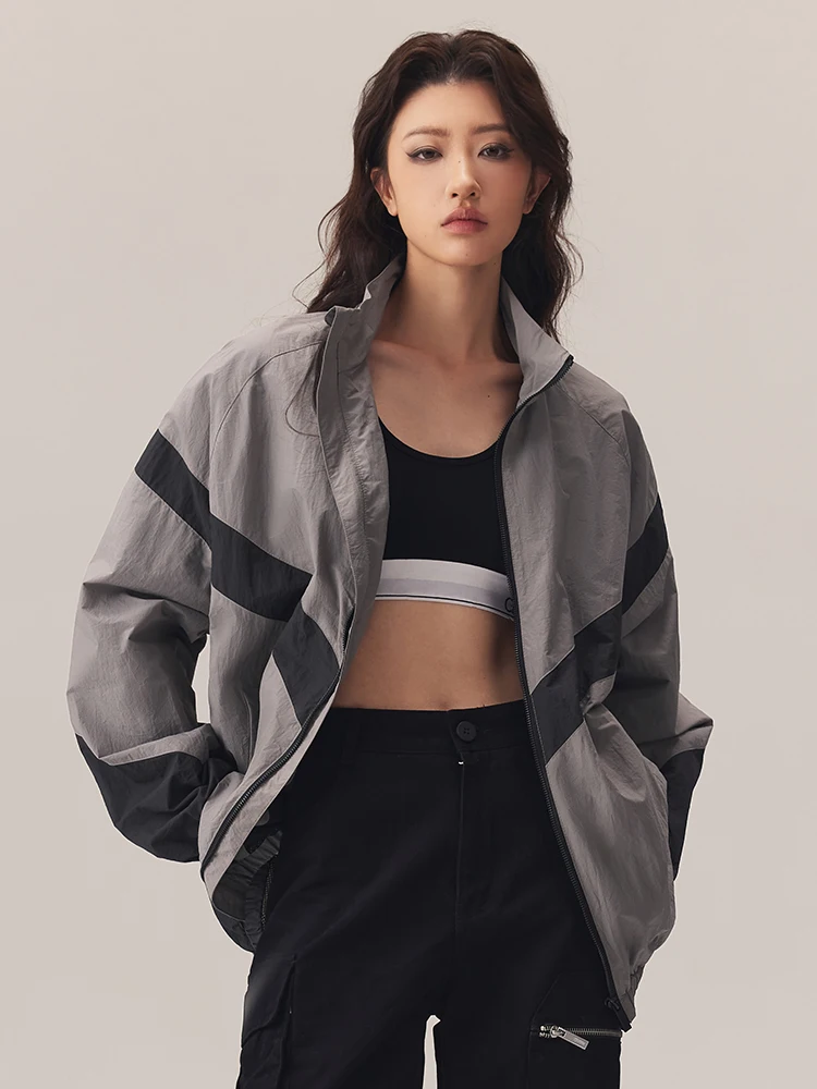 Custom Print Spring Summer Color Block 100% Nylon Windbreaker Jackets Unisex