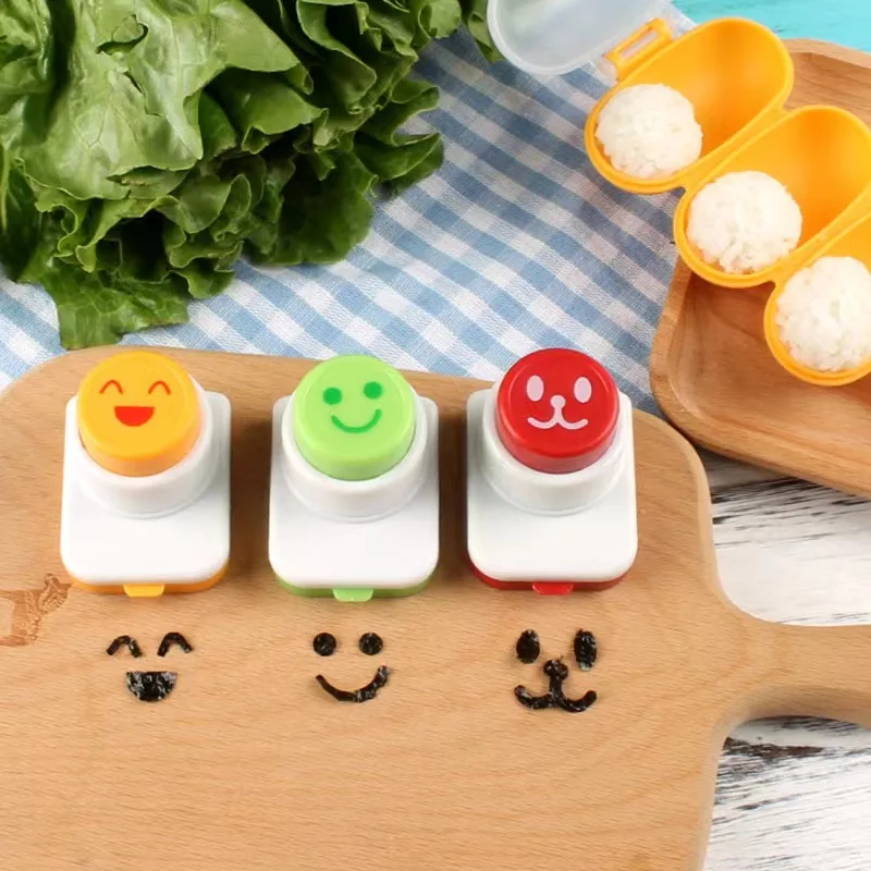 Cartoon Laver Seaweed Nori Cutter Onigiri Punch Stamp DIY Child Meal Smiling Face Sushi Tool Maker Mold Kitchen Bento Decoration