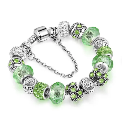 Fashion 12 Colors Murano Glass Crystal Beads Bracelet&Bangles for Women Girls Diy Jewelry Crystal Zodiac Charm Bracelet