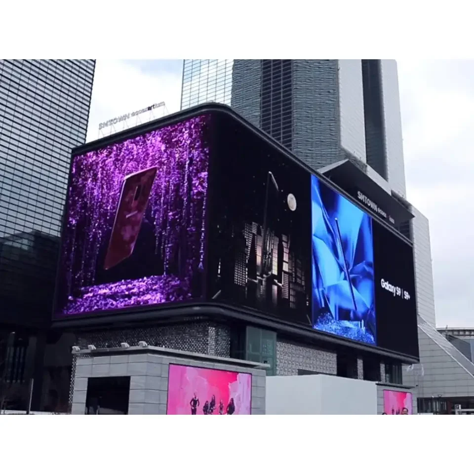 Outdoor P4 P5 P6 P10 Fixed Advertising Led Billboard Custom Front Maintenance Led Sign Curve 90 Degrees Led Wall Screen