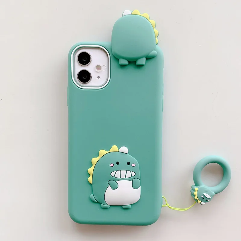 3D Cartoon Cute Animal Dinosaur Soft Silicone Back Cover For iPhone 11 12  pro max Phone Cases Fundas Coque Capa
