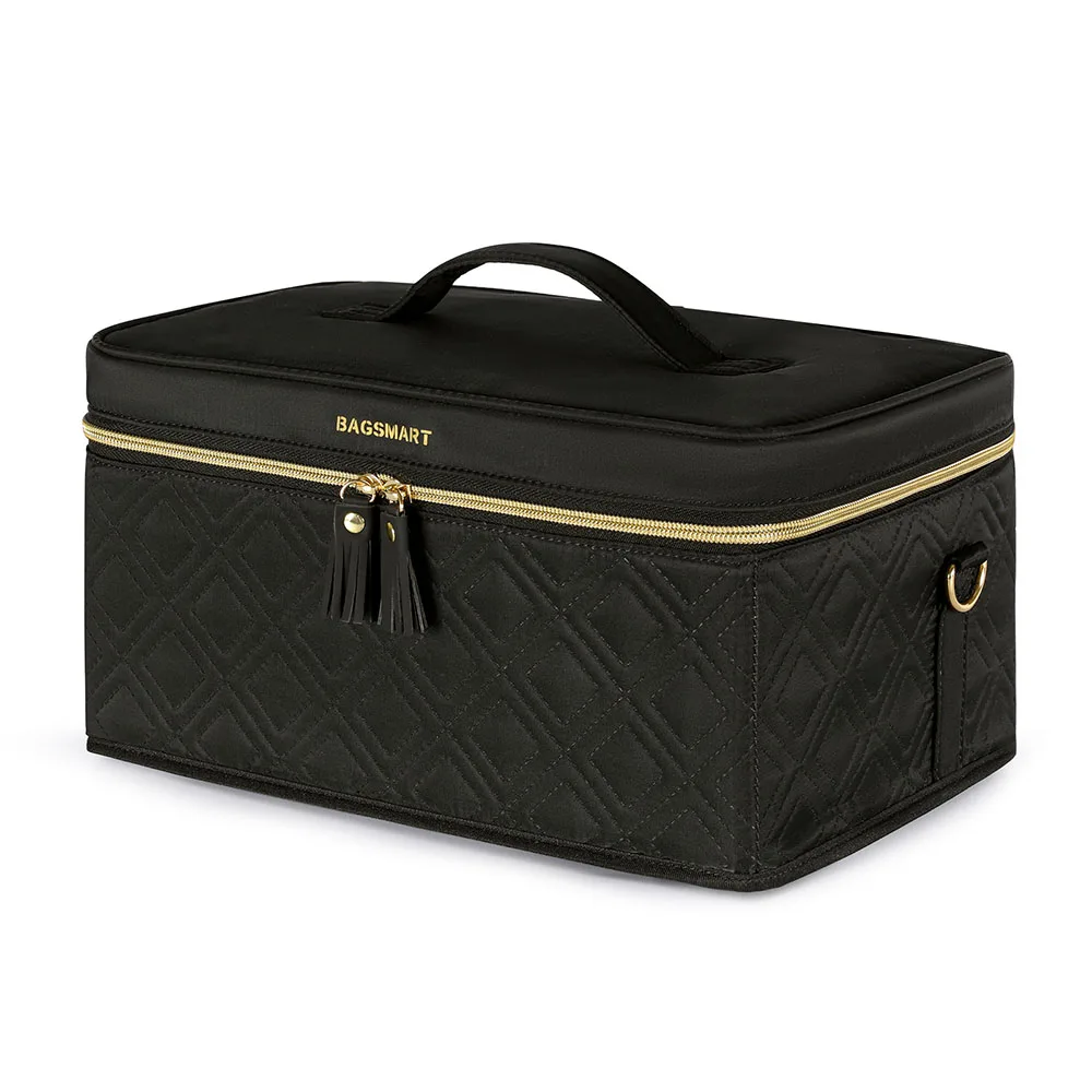 BAGSMART luxury large makeup bag cosmetic bag professional makeup case