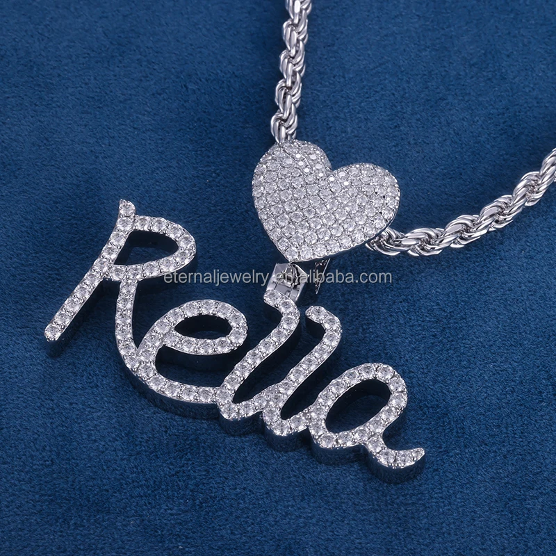 Customized S925 Silver 10K 14K 18K Solid Gold Charms D VVS Moissanite Diamond Letter Name Logo Pendant