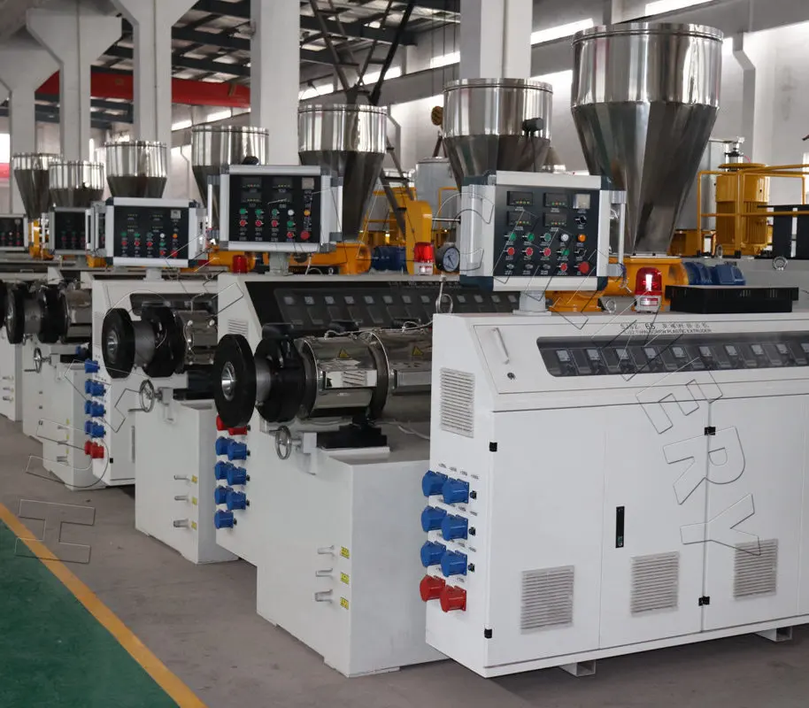 zhangjiagang Cleap PVC Conical Twin Screw Extruder UPVC PVC material double screw plastic extruder