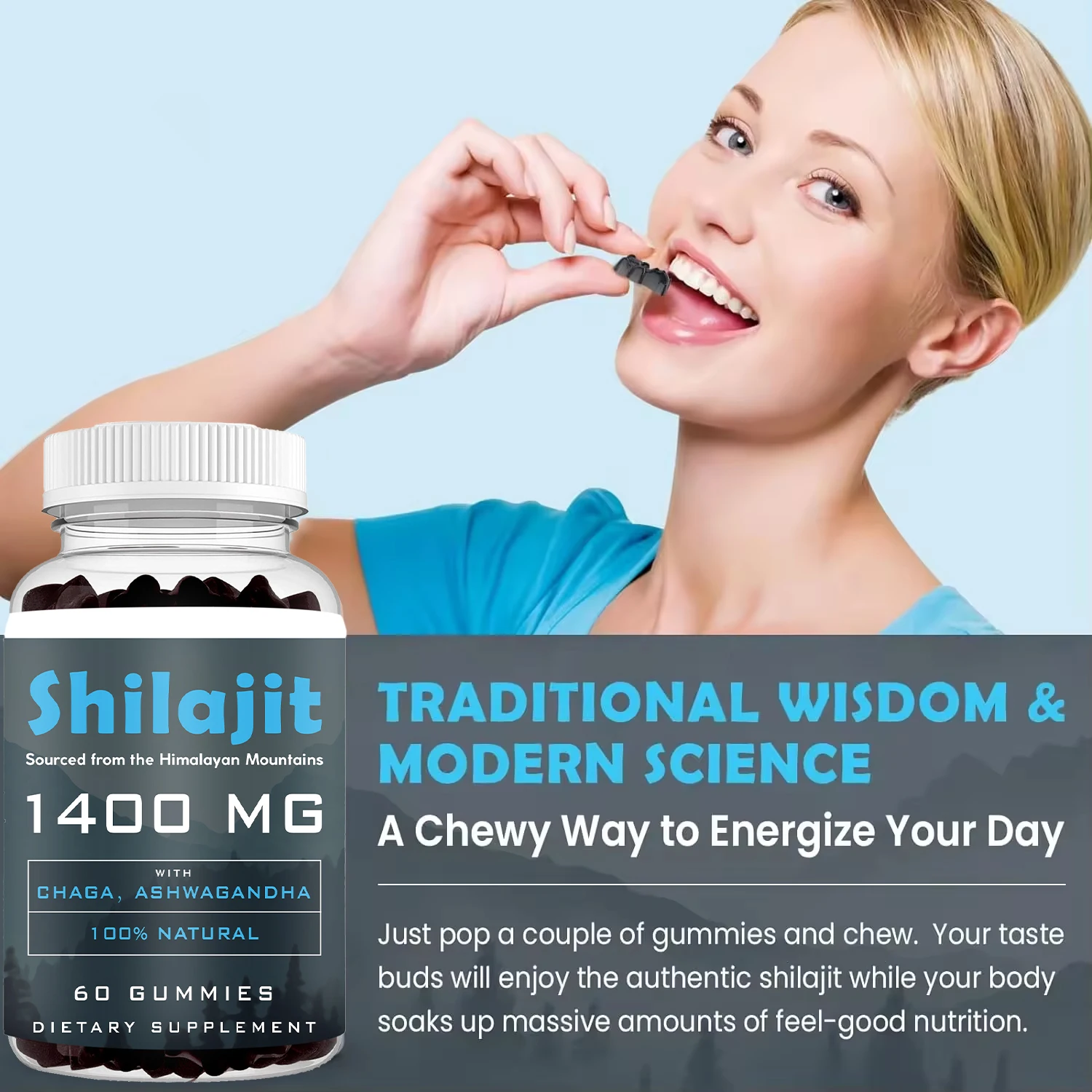 Hot Sale Private Label Shilajit Gummies with Ashwagandha Natural Himalayan Shilajit Providing Energy Immune System