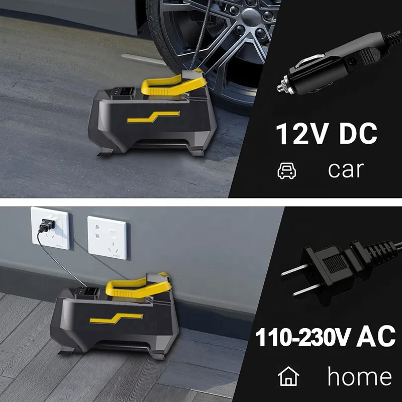 Tire Inflator Air Compressor Portable DC/AC Digital Tire Pump for Car Tires 12V DC and Other Inflatables at Home 110-230V AC