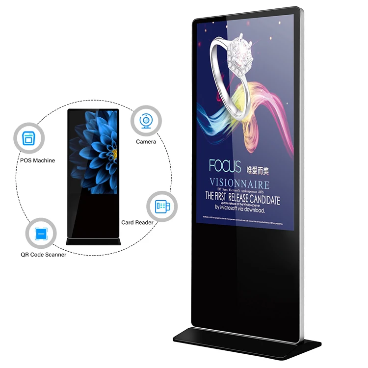 INGSCREEN Digital Signage  Lcd  65 Inch Capacitive  Advertising Horizontal Kiosk  Digital Signage Display Floor Standing  Kiosk