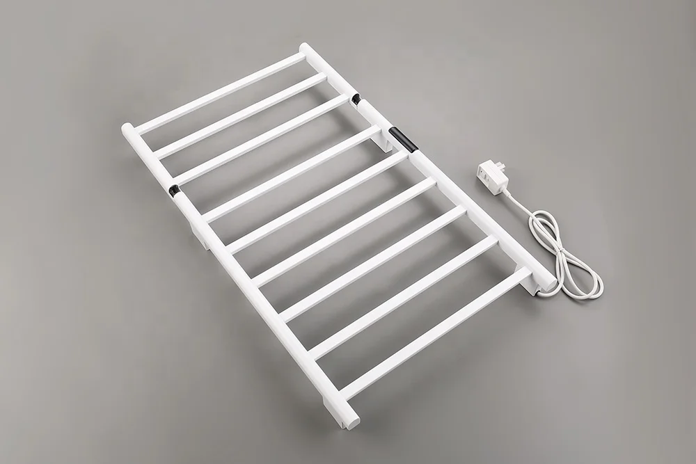 White Foldable Multifunctional Wall Mounted Smart Heating Temperature Display Towel Rack Bathroom Heating Towel Rail Radiator