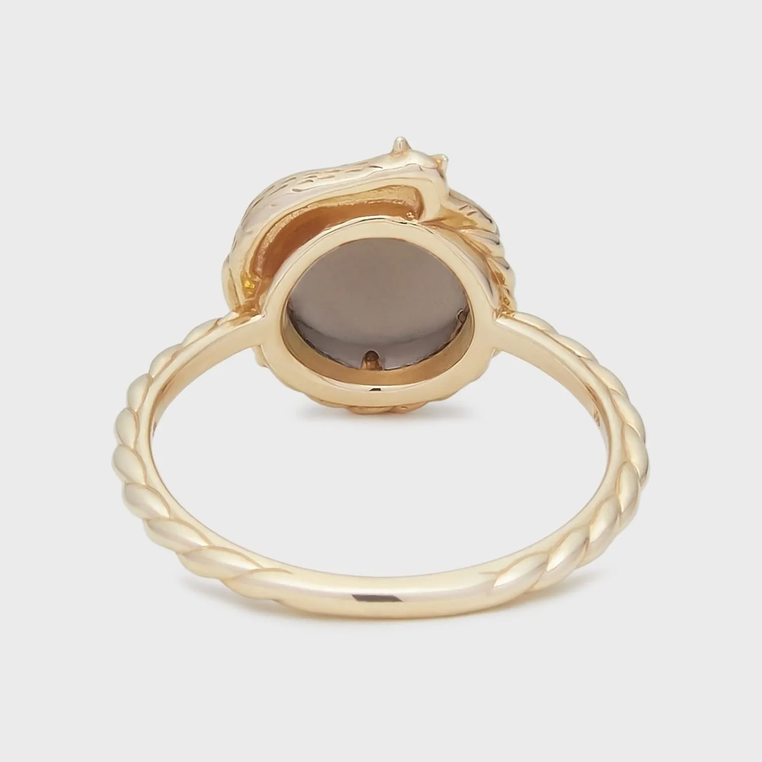 Cute Animal Tea Crystal 925 Sterling Silver Gold Plated Sleeping Cat Rope Ring for Ladies