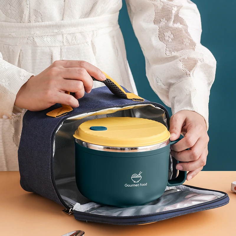 Fast Food Noodles Bowl With Colorful Box Package Student Lunch Box Ramen Instant Noodles Bowl With Lid