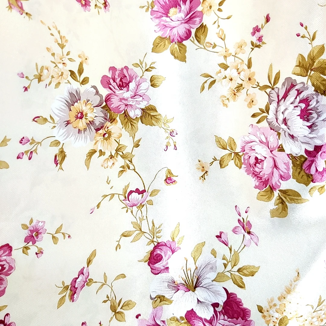 Quality double printed satin curtain fabric