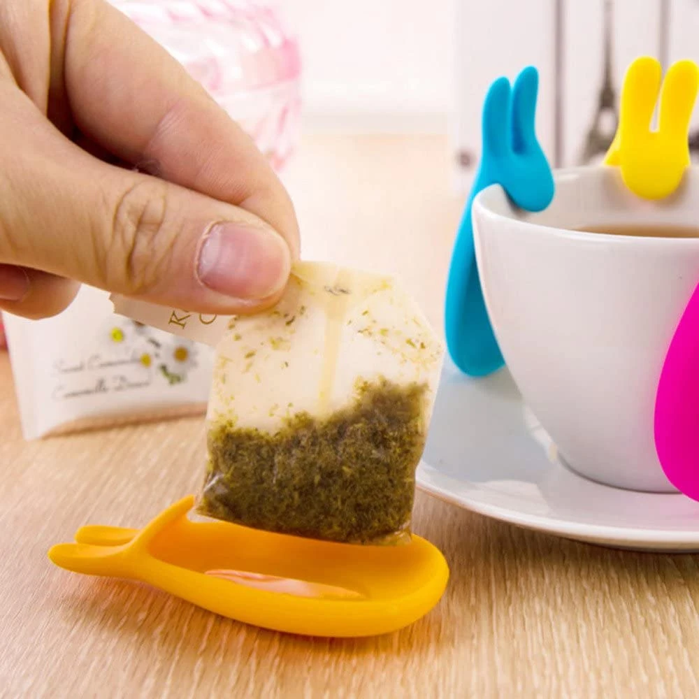 Multifunctional Funny Silicone Spoon Rest / Rabbit Shape Silicone Teabag Holder/Cute Mini Silicone Tea Bag Holder