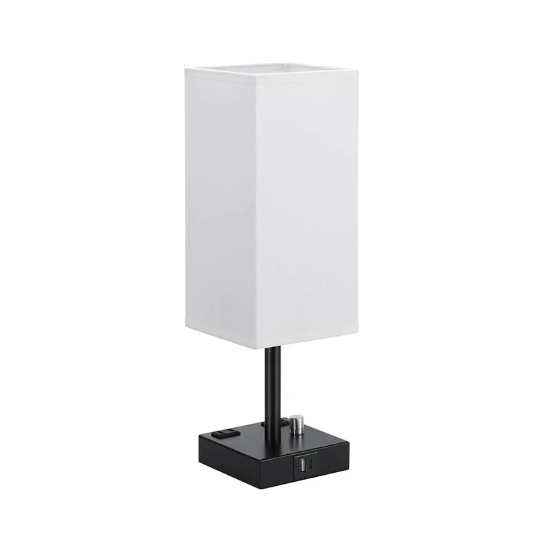 Wholesale Table Lamp with USB A+C Charging Ports & AC Outlet, Dimmable Modern Nightstand Linen Lamps For Home Bedroom Decor