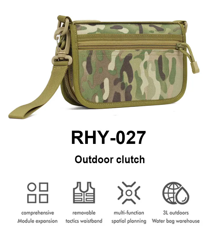 Outdoor Tactical Camouflage Clutch Bag 1000D DuPont Waterproof Clutter Storage Tote with casual coin wallet storage pouch