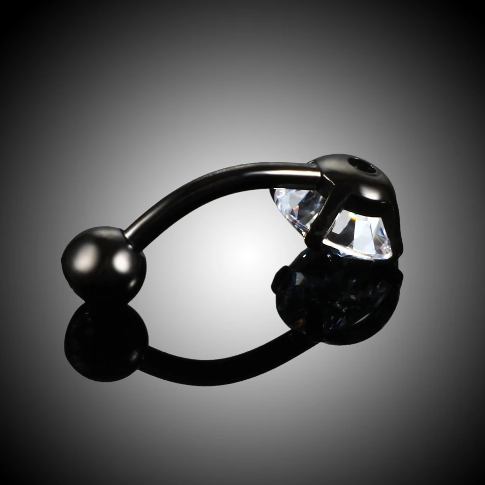 Steel Crystal Navel Ring Bar Barbell Dangle Body Piercing Nombril Ombligo Belly Button Rings Men Women Body Jewelry