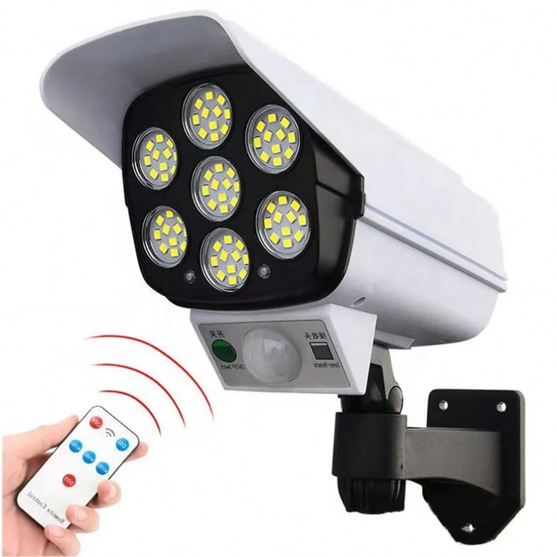 Shingel Outdoor Ip65 Waterproof Simulation Monitoring Security Wall Lamp 77 Led Solar Motion Sensor Fake Cameras Light