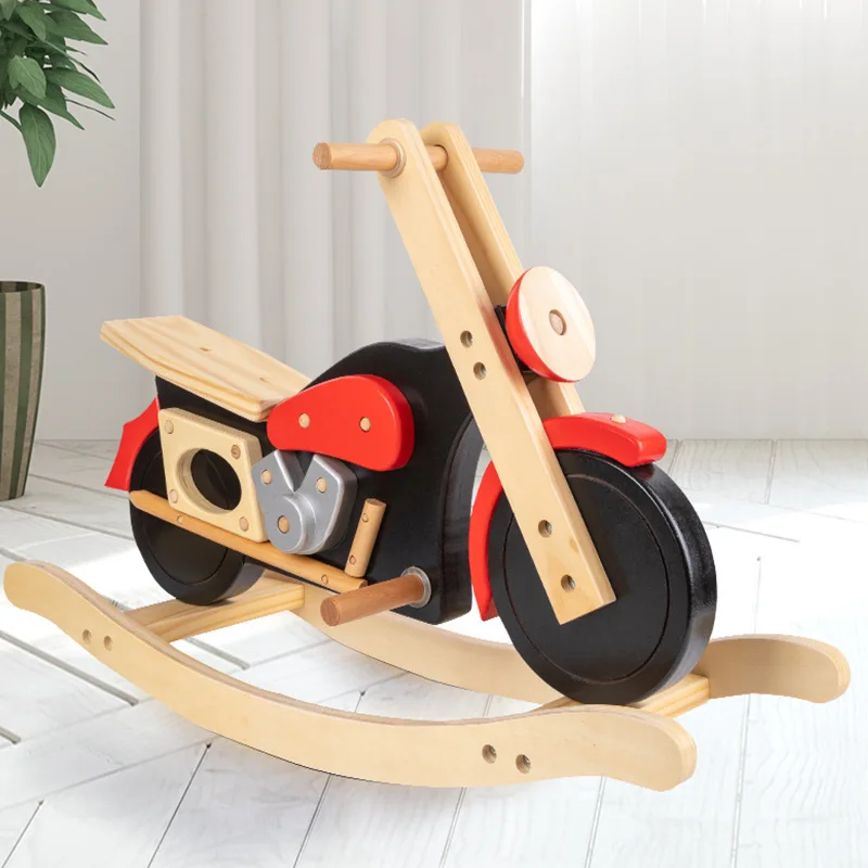 2023 New Design Most popular in Europe Cool Motorcycle Wooden Ride Rocking Toys For Babies