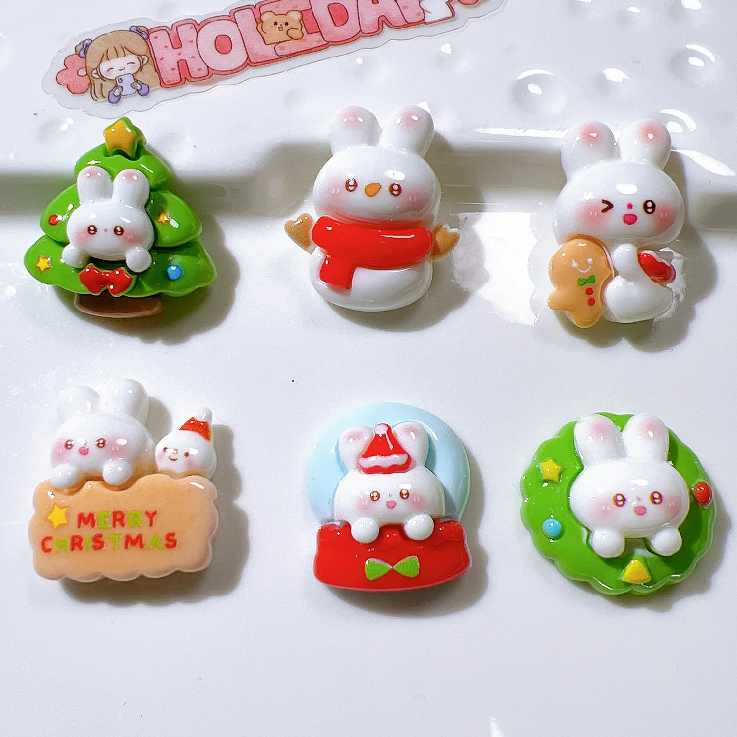 Wholesale Resin Charms Diy Cream Glue Accessories Christmas Rabbit Resin Flat Back For Decoration