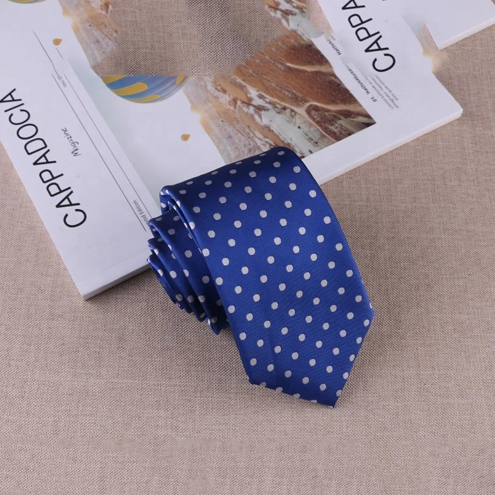 Wholesale  tie polka dot polyester woven fabric ties mens ready fashion ties