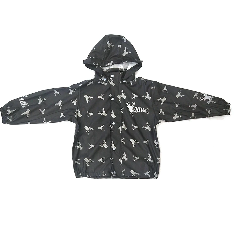 Stocked waterproof  XOPT-TECH single layered 100% FULL PRINT PU rain suit set for kids with hood insulated manufacturer