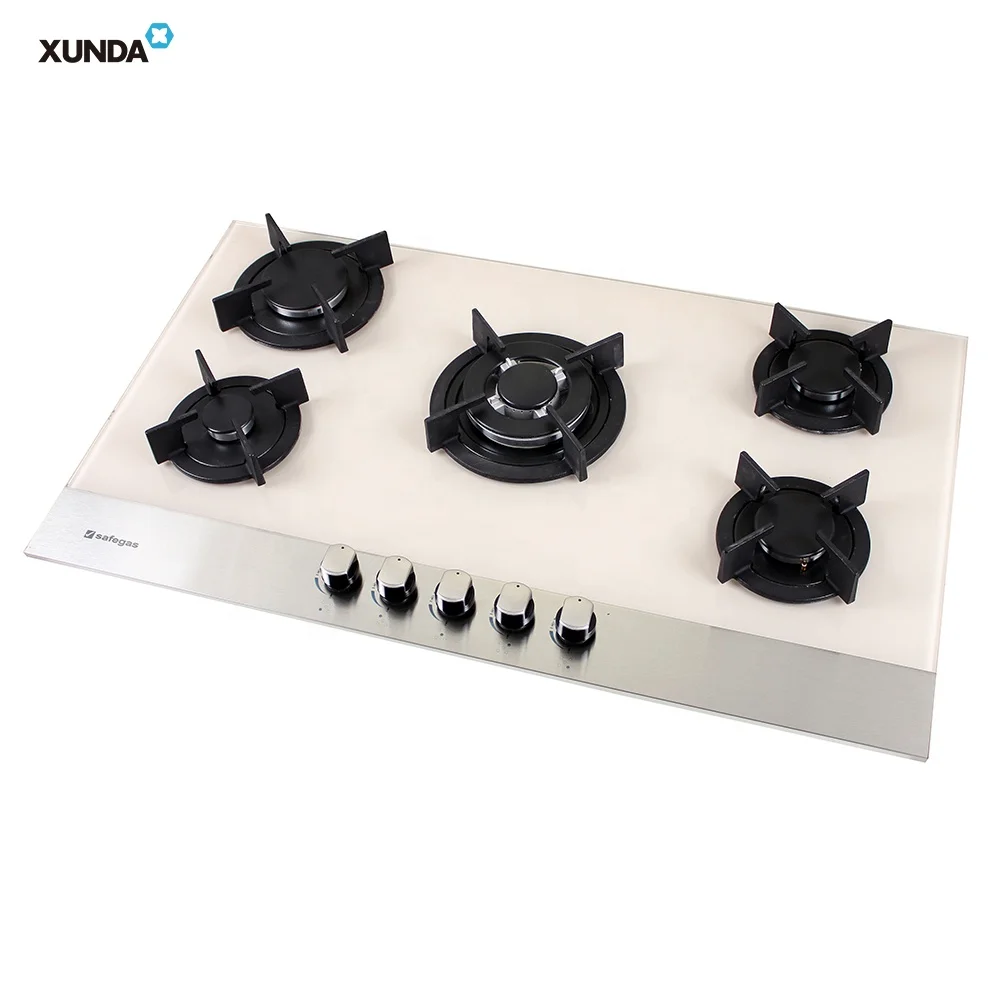 Xunda Factory Kitchen Appliances built-in 5 SABAF  Burner White Gas Cookers Hob Gas Stove
