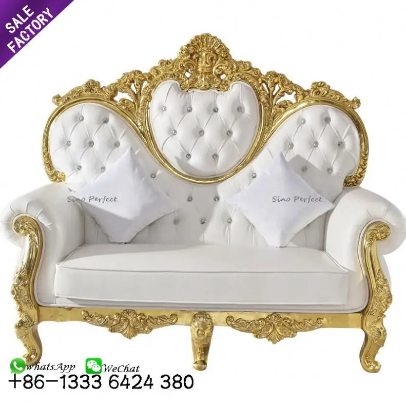 Supply Modern Luxury Royal Wedding High Back Leather Throne Chairs King for Bride and