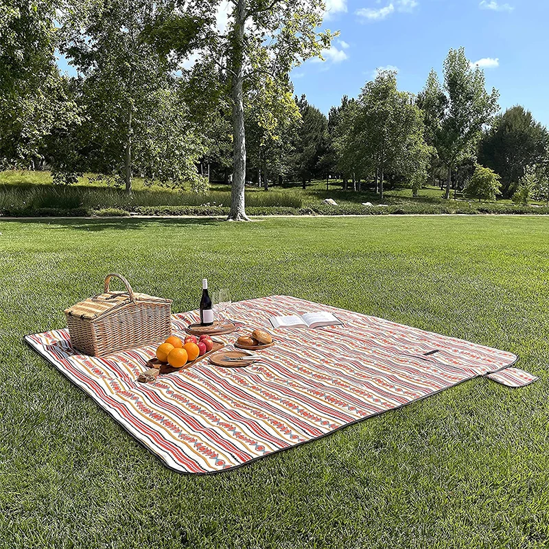 Custom Printed Recyclable Large Tote Outdoor Waterproof Sand Proof Coating Beach Picnic Blanket