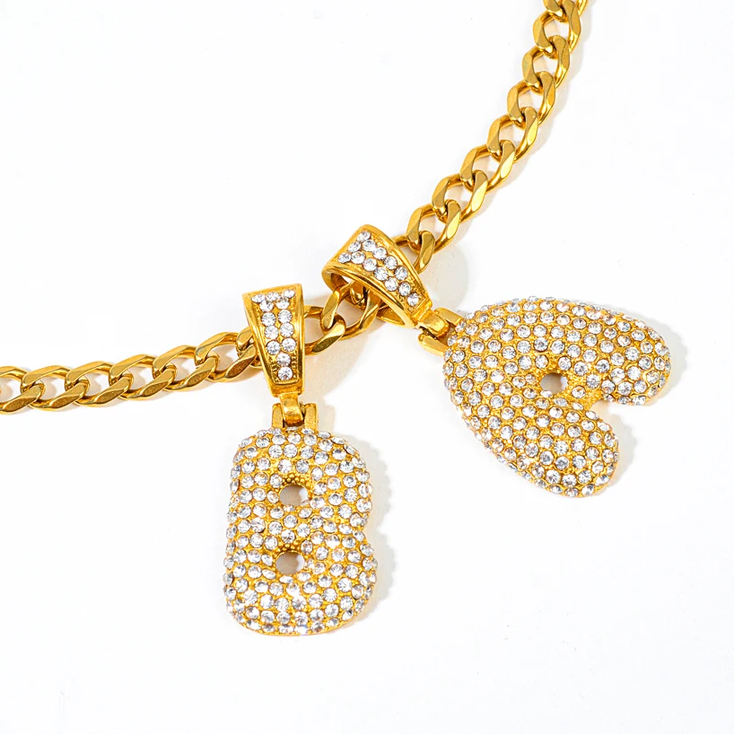 Hip Hop Pendant Jewelry 18K Gold Plated Stainless Steel Micro Pave CZ Cross Letter Islamic Allah Pendant Necklace for Men