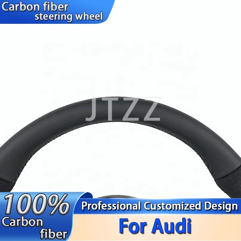 For Audi 2017-2021 RS3 RS4 RS5 A3 A4 A5 S3 S4 S5 Black genuine leather Alcantara suede steering wheel Car interior accessories