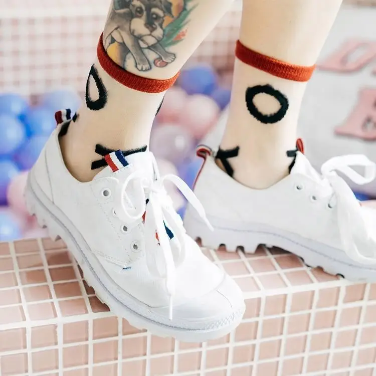 Spring Summer Sexy Colored Dots Wave Stripe Letter Sheer Ladies Transparent Socks
