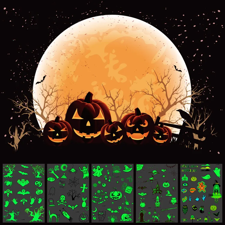 Halloween Decorations Witch Nail Tattoo Sticker Waterproof Event Party Supplies Aufkleber Autocollants Horror Props PVC Stickers