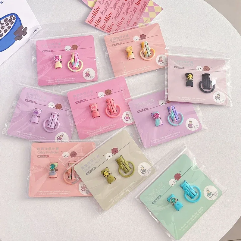 New Data Cable Protective Cover Silicone Cartoon Cute Phone Protective Breakage Charging Wire Mobile Protective Cover Head