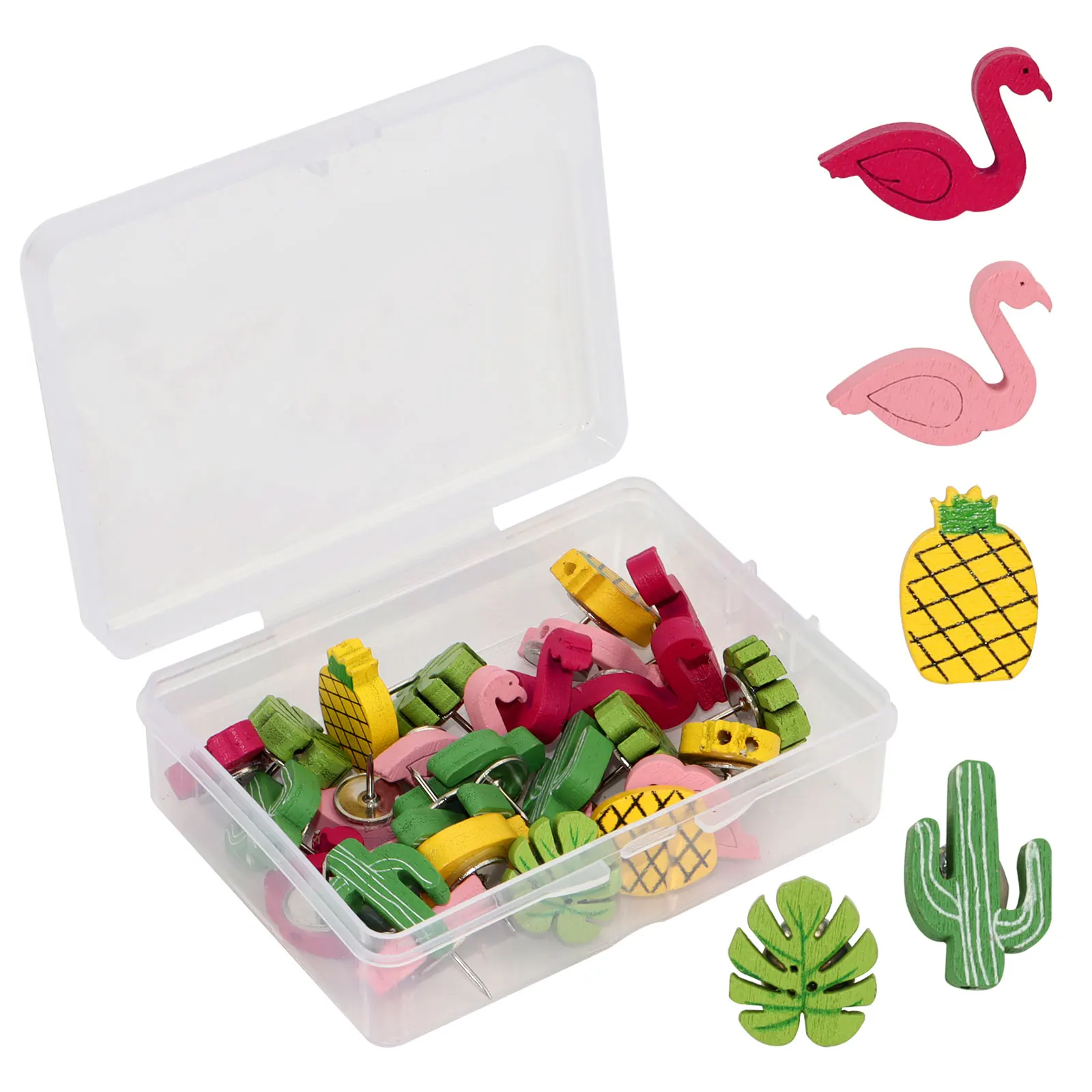 30pcs Pineapple Cuctas Assorted Shape Thumbtacks Set Cute Decorative Push Pins