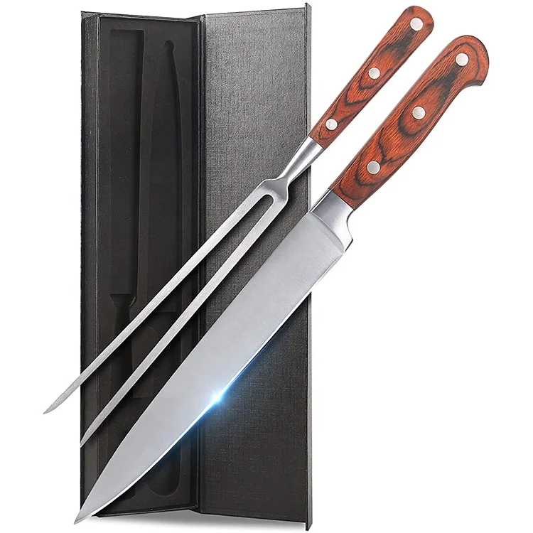 Carving Knife Set 2pcs Cleaver knife set Professional Meat BBQ Knife Stainless Steel Fork