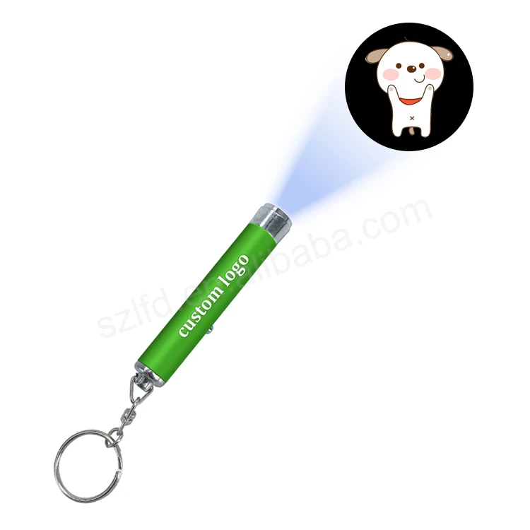 Christmas blind bag Factory Supply  Aluminum Led Keychain  Laser Logo Projector Flashlight