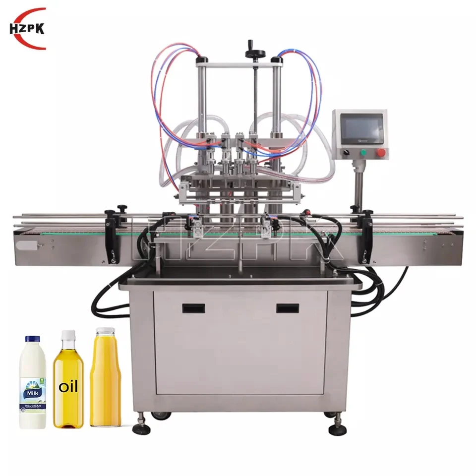 HZPK Multi Head Pineapple Juice Oil Pure Water Bottle Can Jar Automatic Chemical Filling Machine Liquid