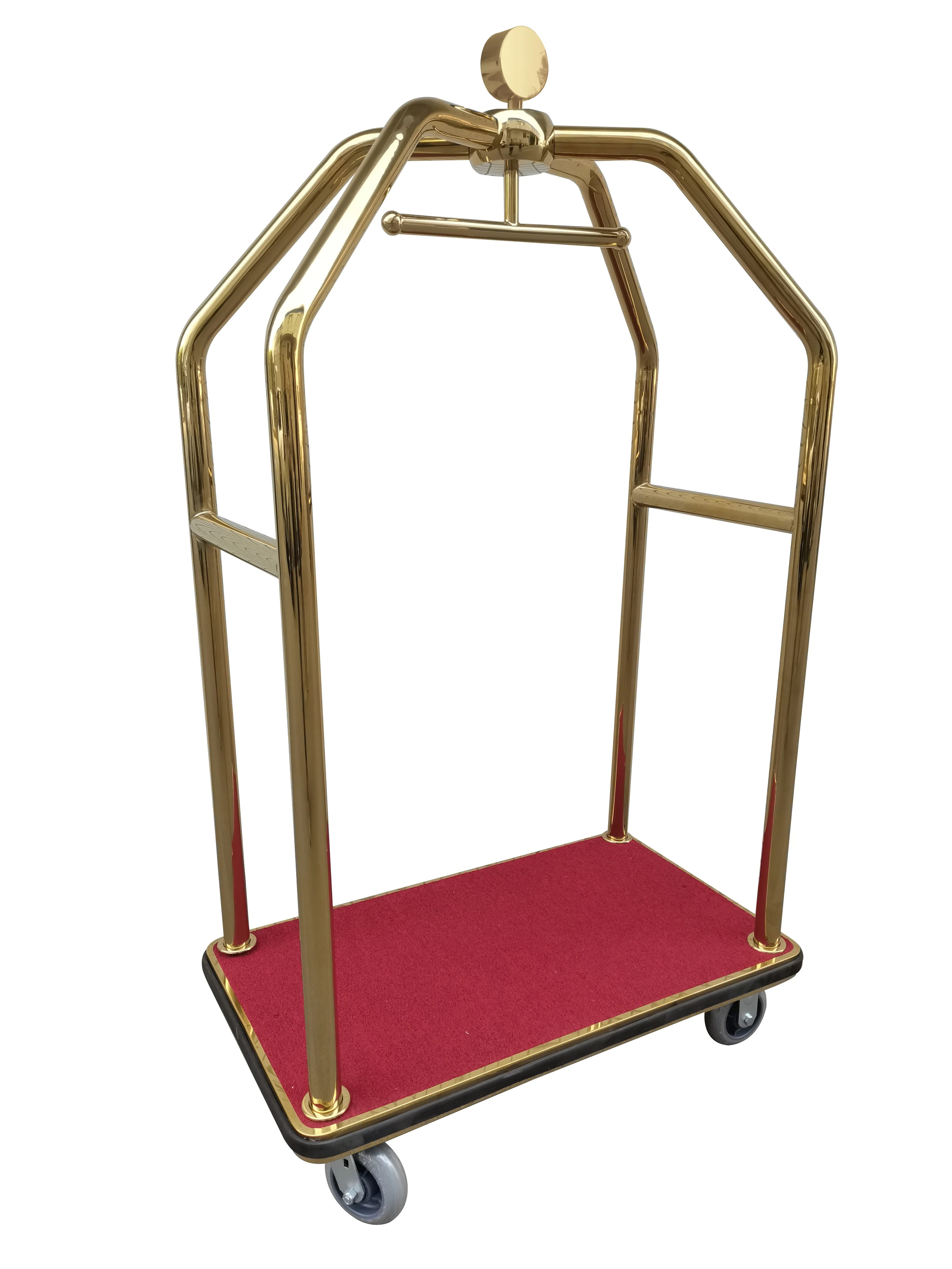 Hospitality Supplies Golden Steel Bird Cage Luggage Carrier Trolley Hotel Bellman Crown Luggage Cart