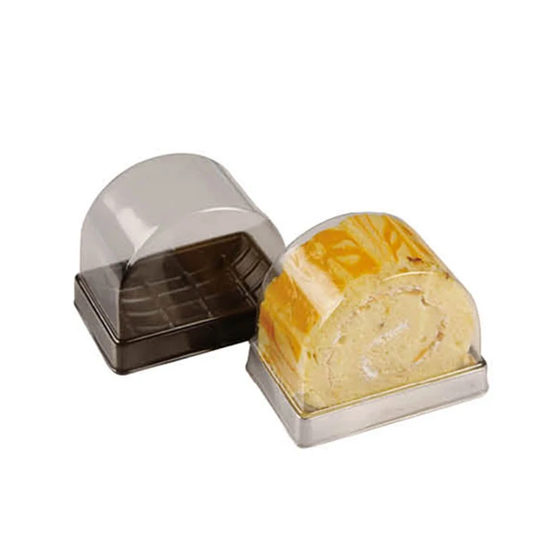 Wholesale White Rectangle Food Grade Plastic Tray Box With Transparent Lid Cover For Cheese Fresh Cream Layer Cake