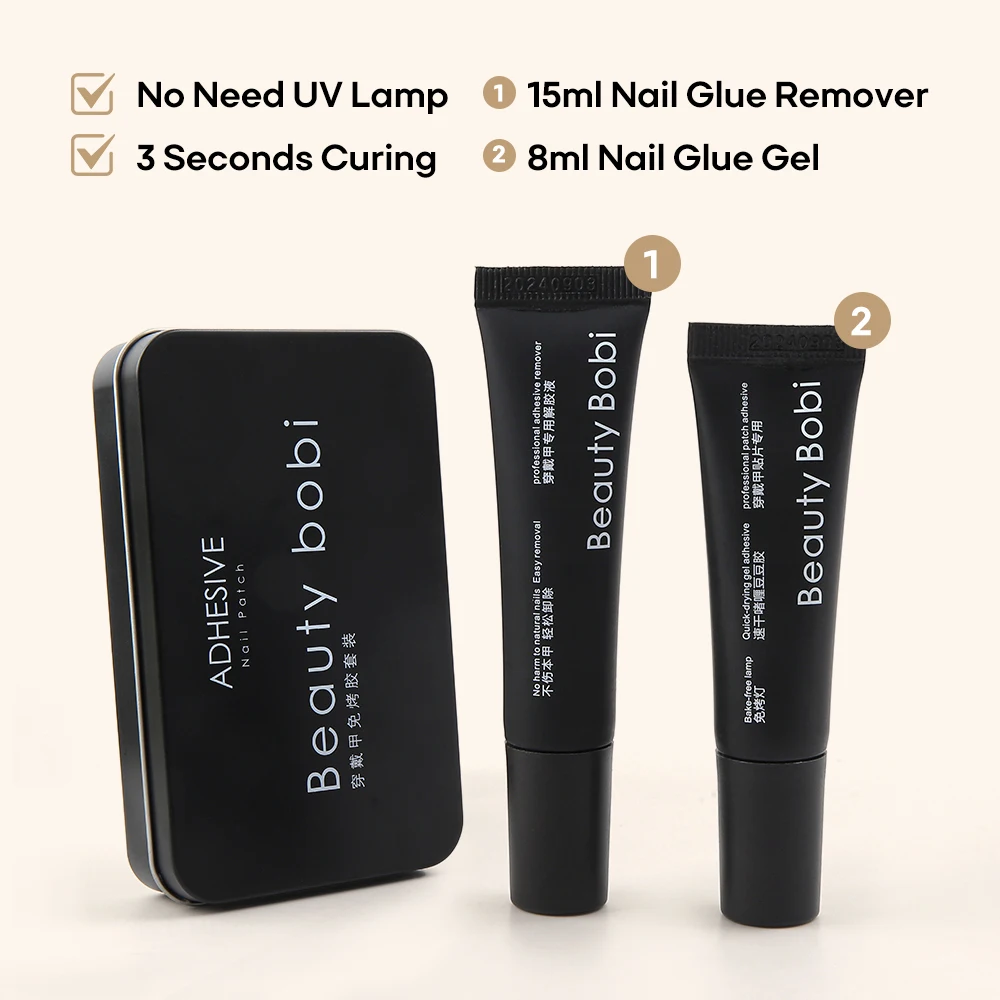 New 3s dry gel nail glue for press on nails glue remover kit no need led light strong press on nail glue