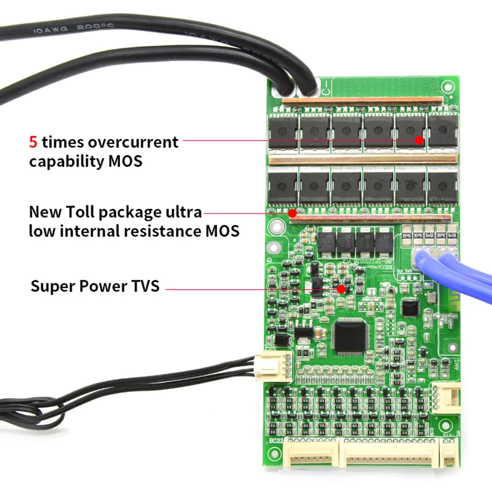 JBD автоматизированная идентификация 6S-22S умная плата BMS LFP Li-Ion 6S 7S 21S 22S 60V 72V со встроенной NTC BT для