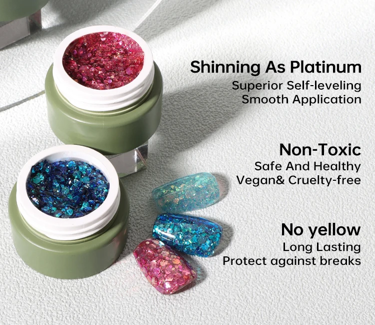 Private Label 28 Colors Big Glitter Gel Polish Set Reflective Soak Off