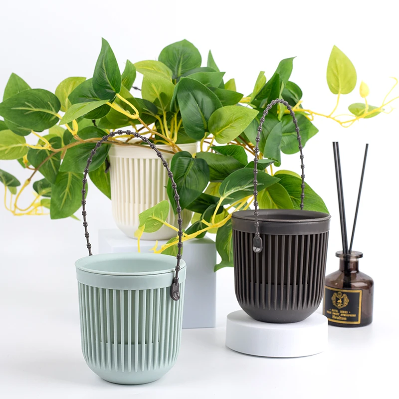 Wall hanging flower pot balcony wall succulent hydroponic plant hanging orchid flower pot wall hanging plastic small pot black