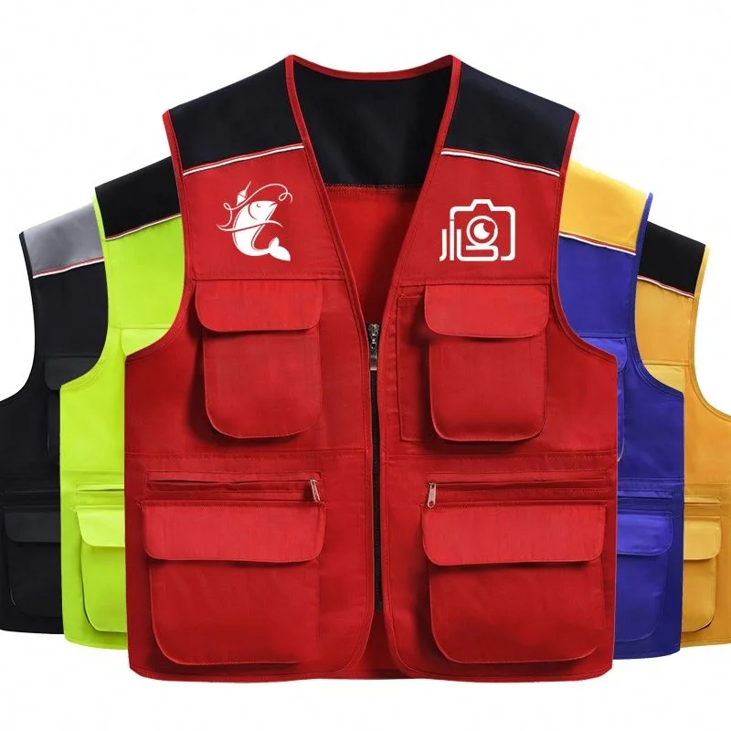 2021 Newest Designed Combination Color Multi-Pocket Vest  Work Vest  Outdoor Sports Vest