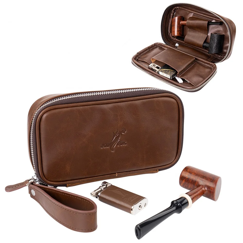 New Arrival Genuine Leather Tobacco Pipe Pouch Good Hand Feeling Smoking Accessories Lighter Storage Bag
