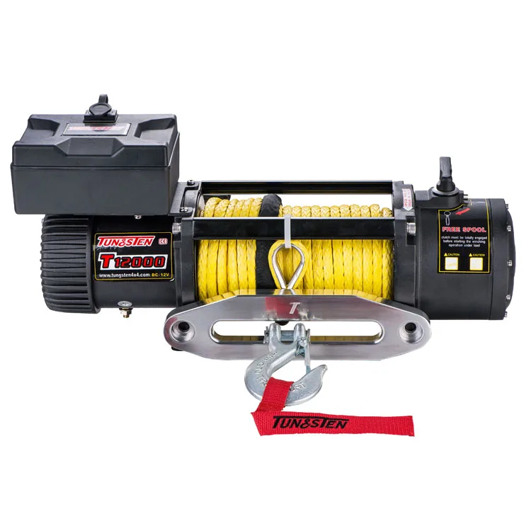 12000lb pull super performance 4x4 anchor 12v electric offroad trailer winch with synthetic rope
