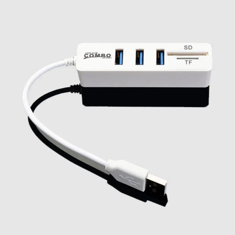 Cable Adapter High Speed Read Write USB 2.0 Device Memory Flash Card 3 IN 1Charging Port USB Extender