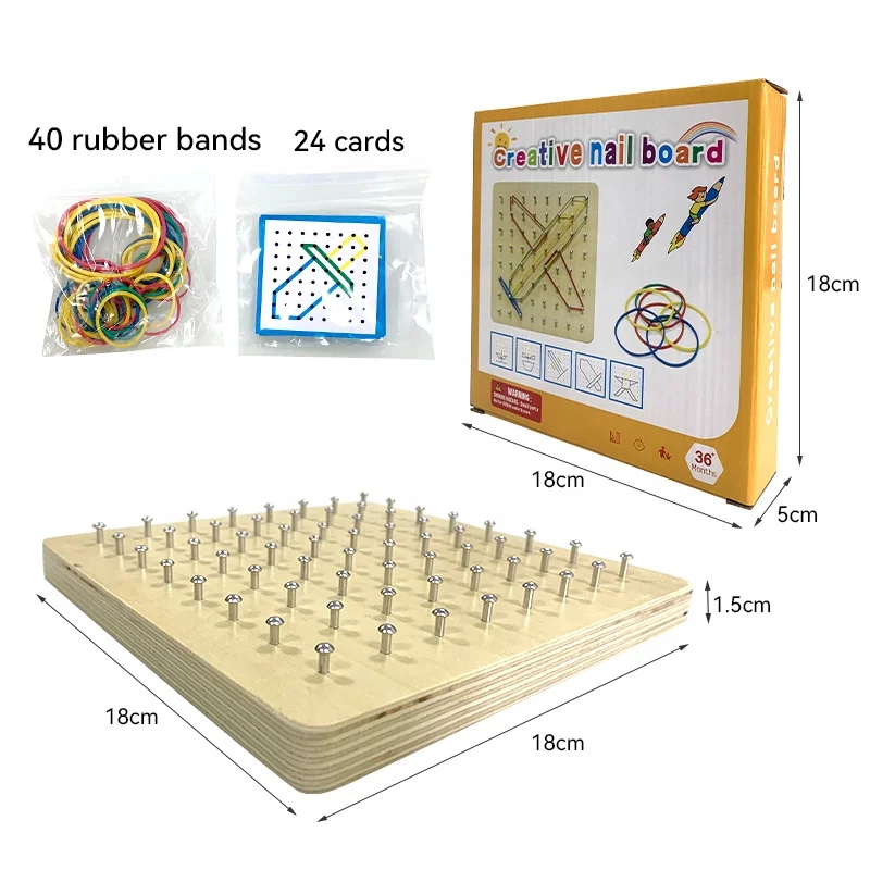 Wooden Geoboard Mathematical Manipulative Material Array Block Geo Board Graphical Educational Toy With Pattern Cards Montessori
