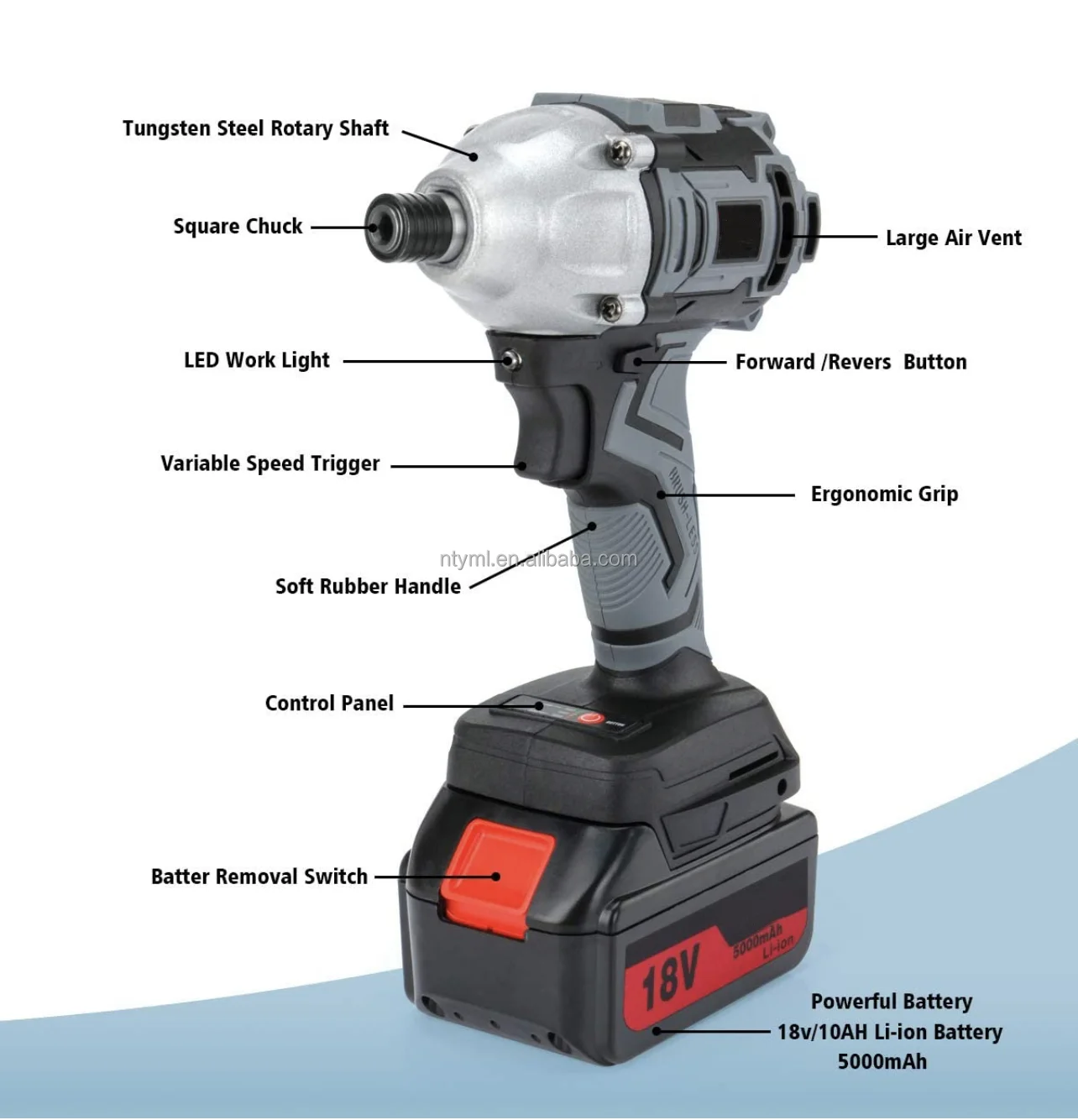 Maximum power 360 Nm lithium battery power tool cordless wrench 20v 1/2 inch head impact power wrench