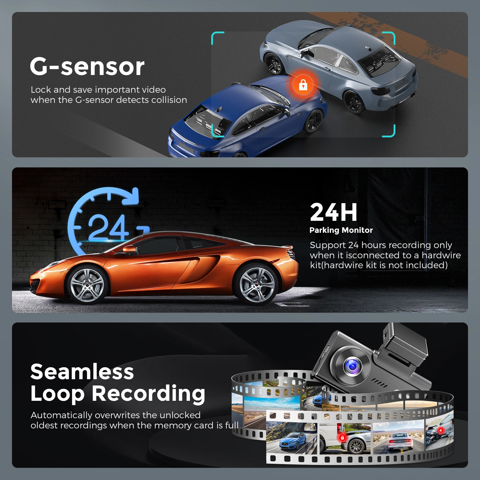 AZDOME 5K Dash Cam M580 AZDOME 2.4G/5G Dual Band Wifi Car Black Box 4 Inch Screen GPS Tracker Car Camera For Sale