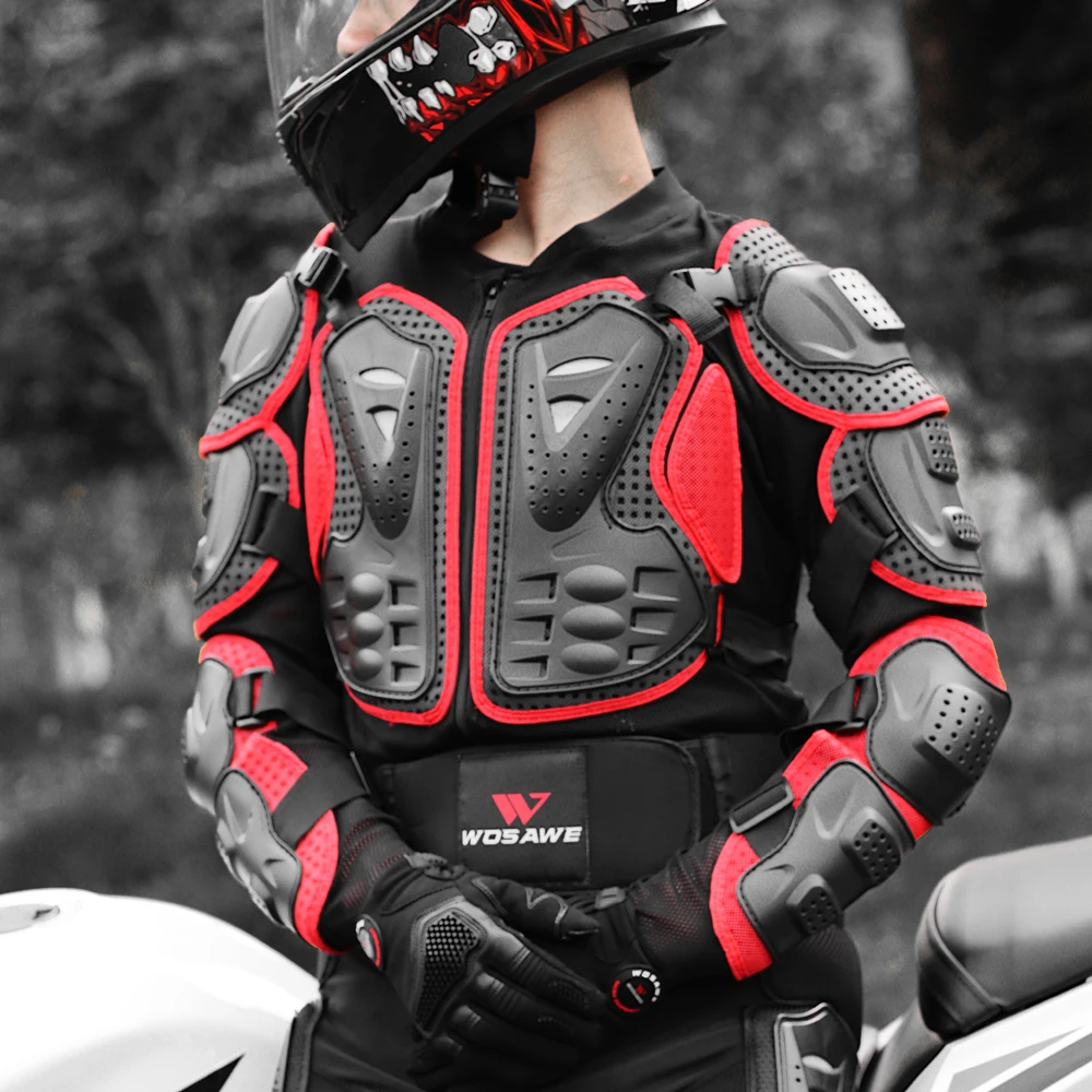 WOSAWE Men Motorcycle Racing Jackets Body Armor Off-road PE Shell Mesh Protection Gear Motocross Armor Turtle